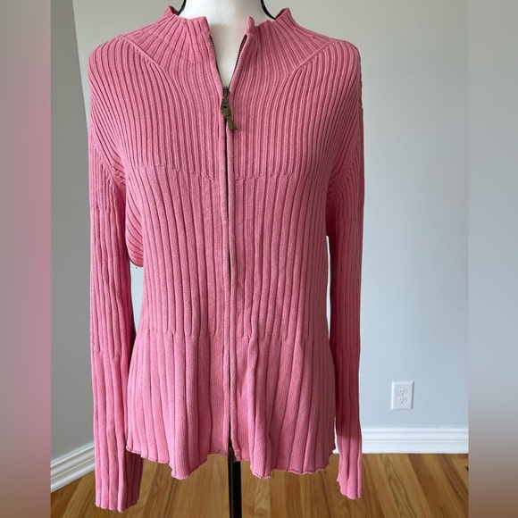 J.Jill silk and cotton zip front cardigan size large layer work date career - Picture 11 of 16